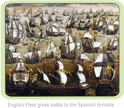 English Fleet gives battle to the Spanish Armada